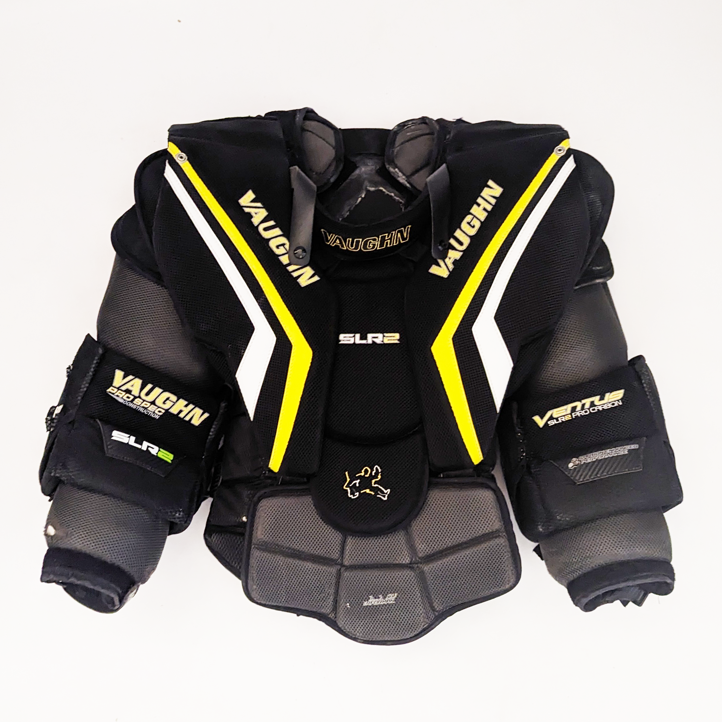 Vaughn SLR2 Pro Carbon - Plastron de gardien de but Pro Stock d'occasion (noir/jaune)